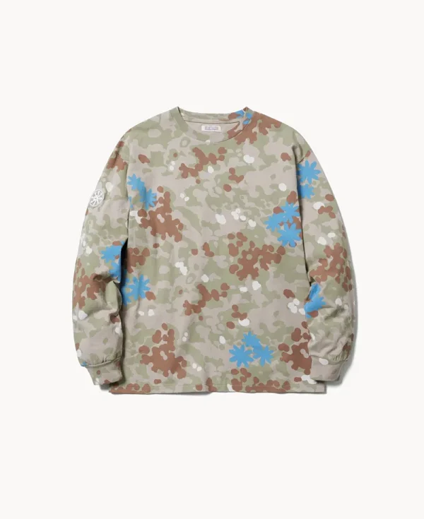 ECSTATIC RESEARCH Camo LS T-shirt – Beige