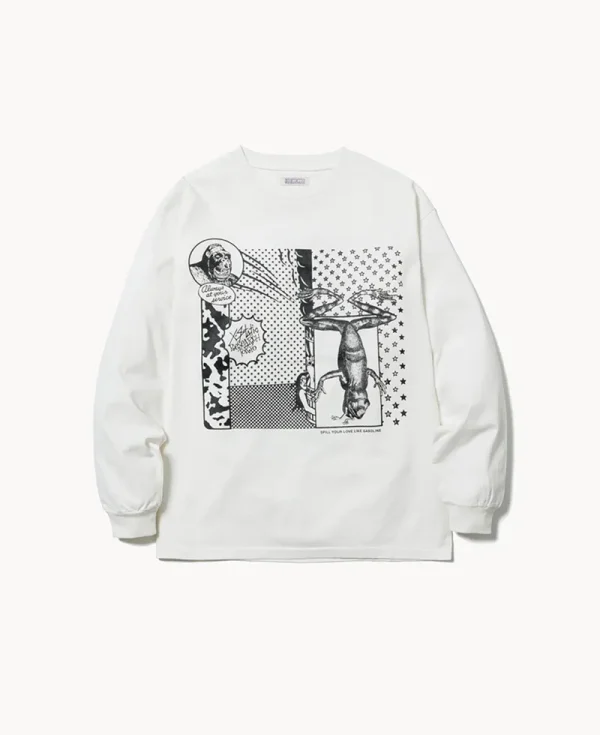 ECSTATIC RESEARCH Service LS T-shirt – White