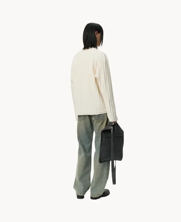 MFPEN Round Neck Sweater – Ecru Inverted Ajour Stripe