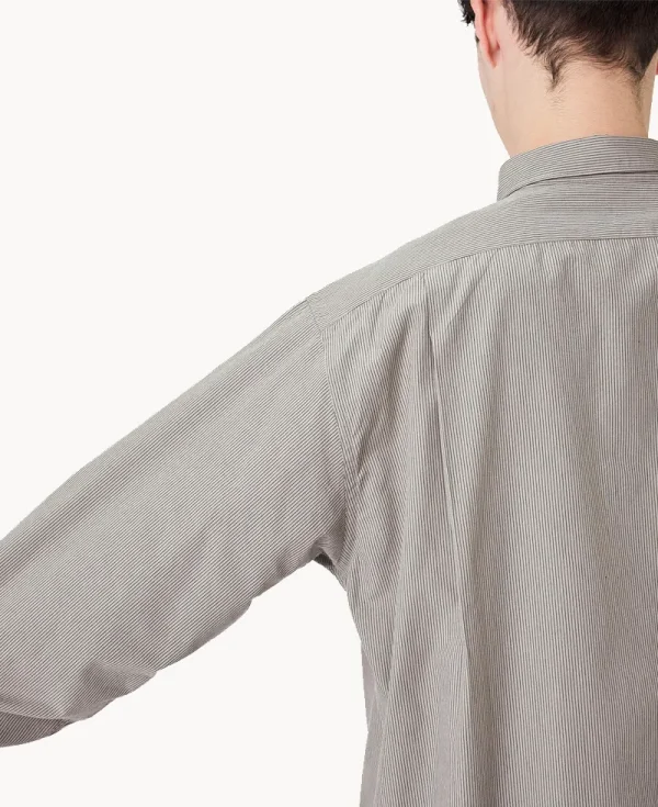 NANAMICA Regular Collar Striped Wind Shirt Gray