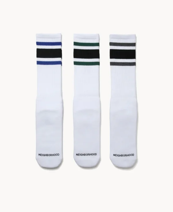 NEIGHBORHOOD Classic 3Pack Socks – White