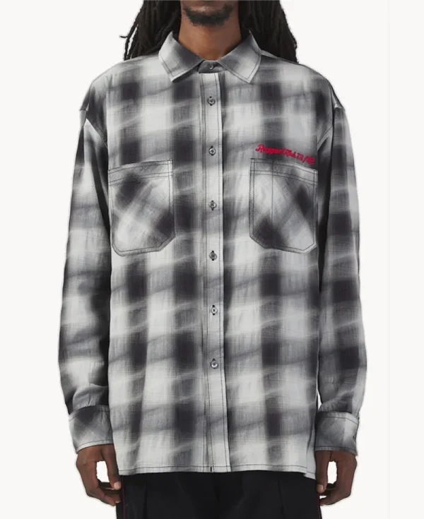 NICHOLAS DALEY Deecee Shirt – Black Ombre Plaid