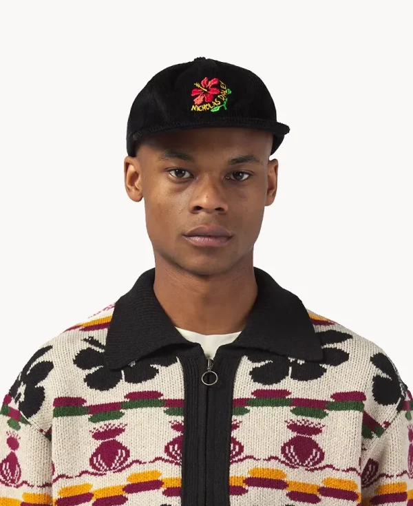 NICHOLAS DALEY Hibiscus Cap – Black Corduroy