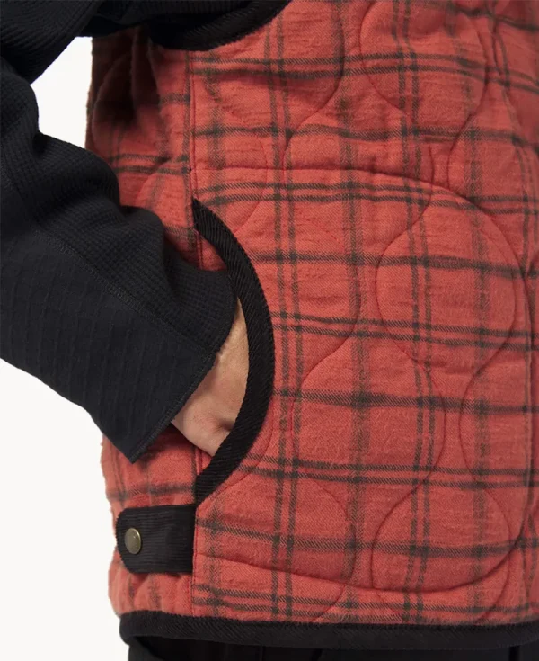NICHOLAS DALEY LAVENHAM Riot Gilet – Burnt Red Rebel Plaid