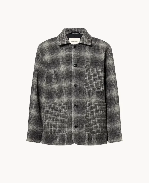 NICHOLAS DALEY Rebel Chore Coat – Grey Merino Check