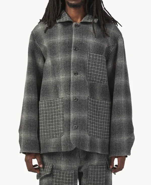 NICHOLAS DALEY Rebel Chore Coat – Grey Merino Check