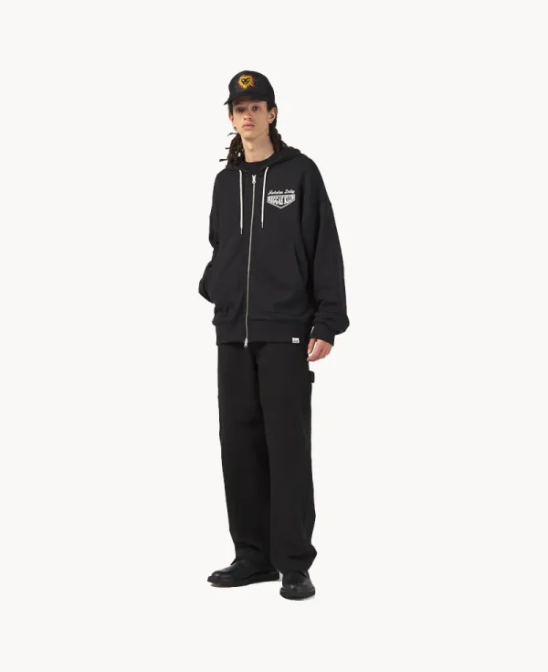 NICHOLAS DALEY Waffle Lined Riot Hoodie – Black 10oz Sweat