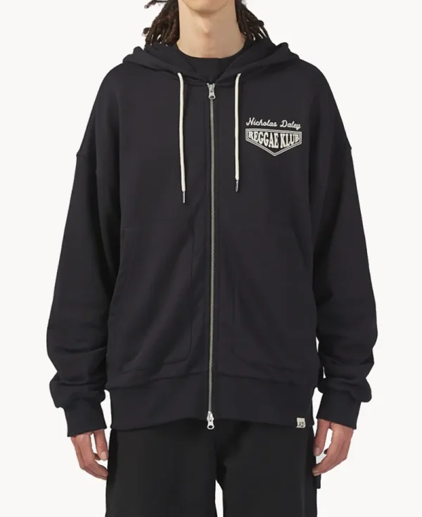 NICHOLAS DALEY Waffle Lined Riot Hoodie – Black 10oz Sweat