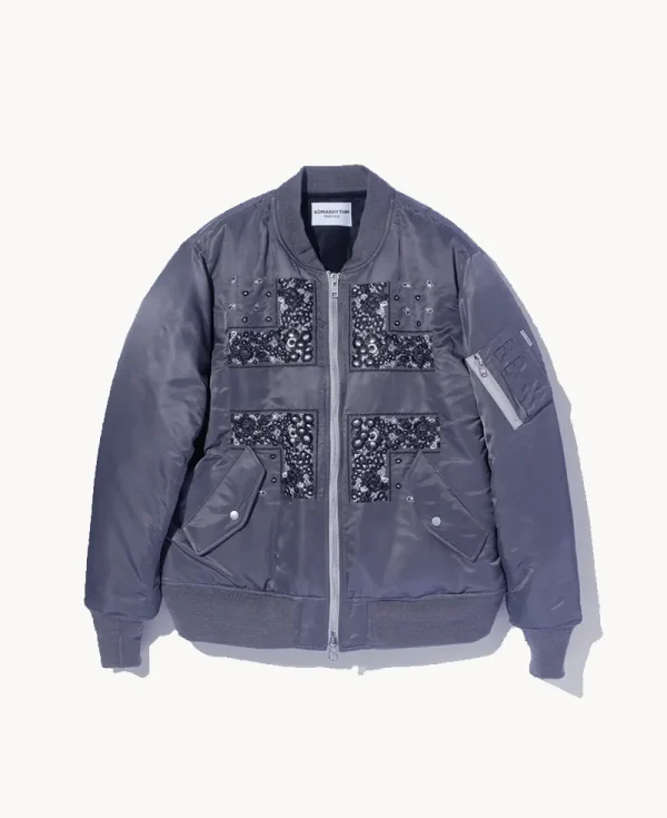 NOMARHYTHM TEXTILE Bandana Embroidery Flight Jacket – Gray
