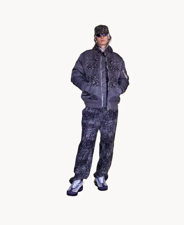 NOMARHYTHM TEXTILE Bandana Embroidery Flight Jacket – Gray