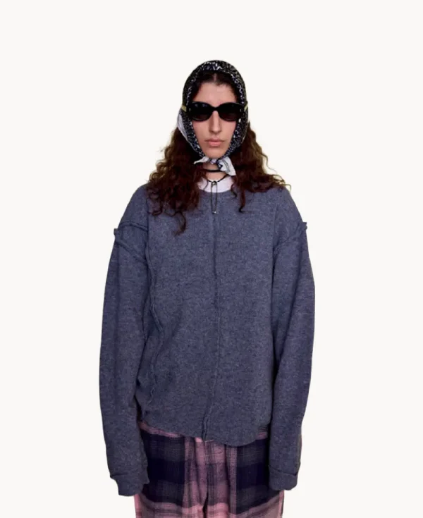 NOMARHYTHM TEXTILE Patchwork Cut-off Sweater – Gray