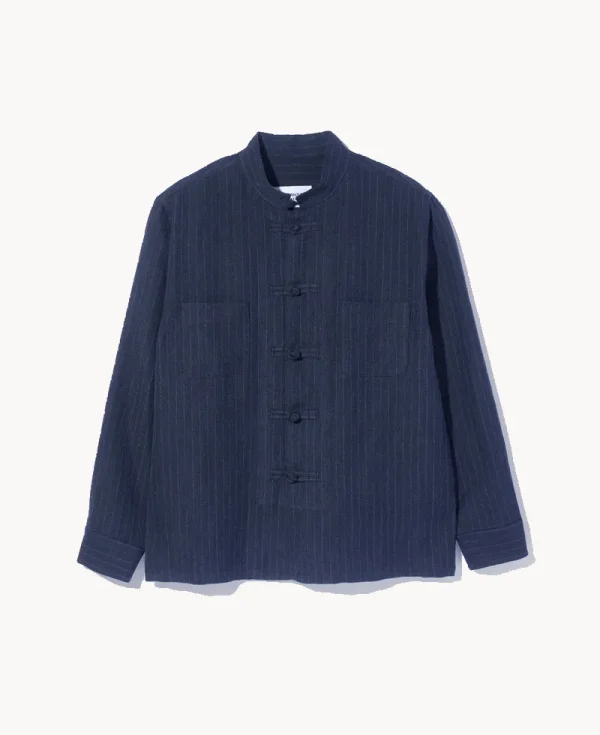 NOMARHYTHM TEXTILE Pin-stripe Double Button Shirt – Gray