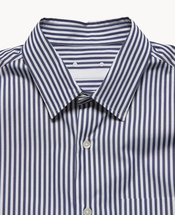 SOPHNET Suvin Giza Relax-Fit Shirt – Navy Stripe