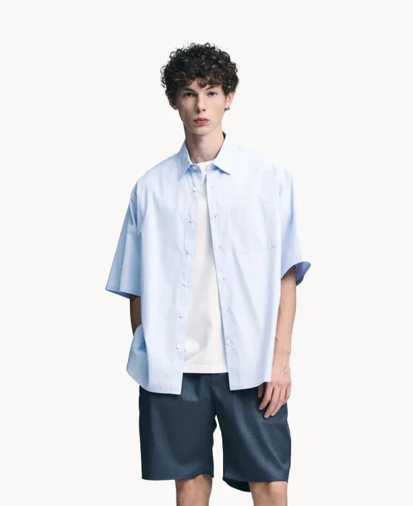 SOPHNET Suvin Giza Relax-Fit Shirt – Navy Stripe
