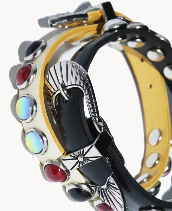 TOGA Stone Leather Bangle – Black