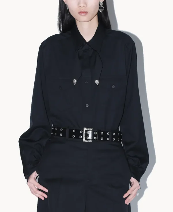 TOGA Twill Ribbon Shirt – Black