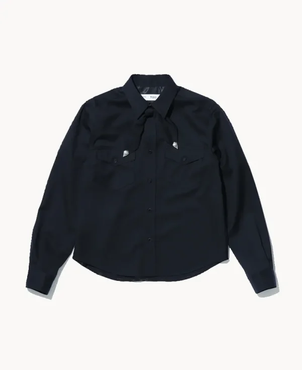 TOGA Twill Ribbon Shirt – Black